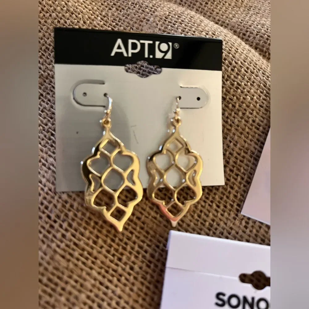 Earring dangle drop gold tone set APT.9, MLT, SONOMA Earring Set-3 piece set
